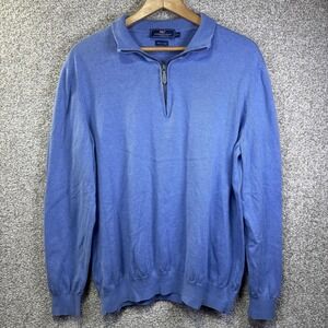 Vineyard Vines Sweater Mens XL Blue Cotton Cashmere 1/4 Zip Mock Neck Pullover